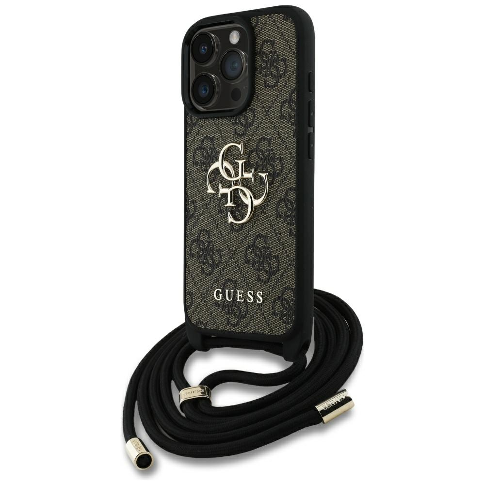 Guess 4g Big Logo Cord Strap Crossbody Case Für Iphone 16 Pro Max Braun