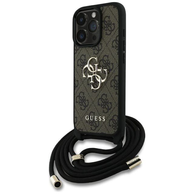 Guess 4g Big Logo Cord Strap Crossbody Case Für Iphone 16 Pro Max Braun