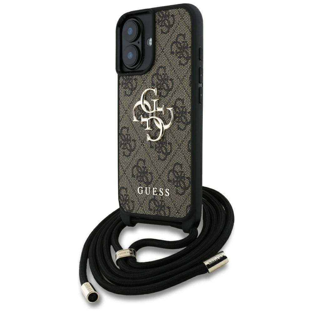 Guess 4g Big Logo Cord Strap Crossbody Case Für Iphone 16 Braun