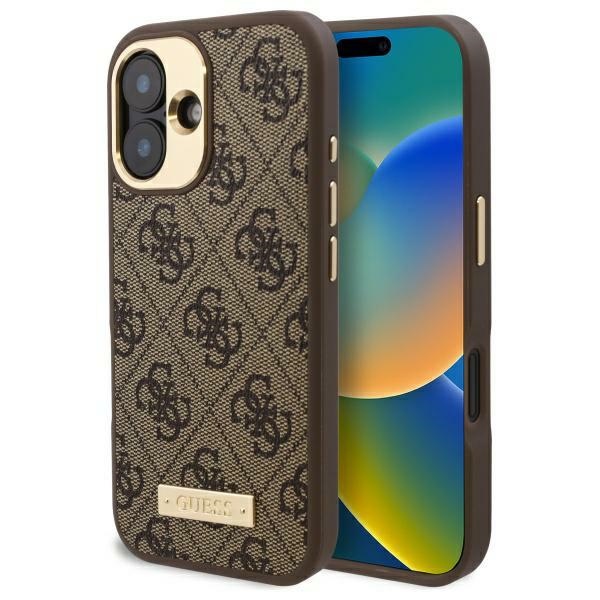 Guess Guhmp16mu4gprw Iphone 16 Plus 6,7" Braune Hartschalen-schutzhülle 4g Logo-platte Magsafe