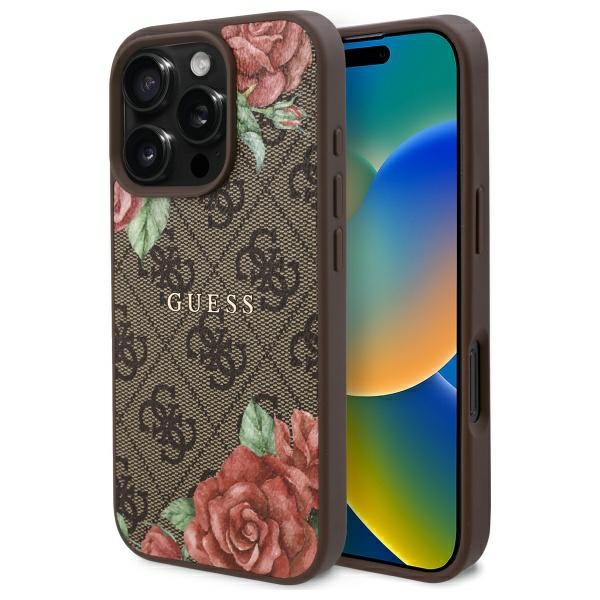 Guess Guhmp16xp4ropemcw Iphone 16 Pro Max 6,9" Braun/braun Hartschalenetui 4g Blumenmuster Magsafe