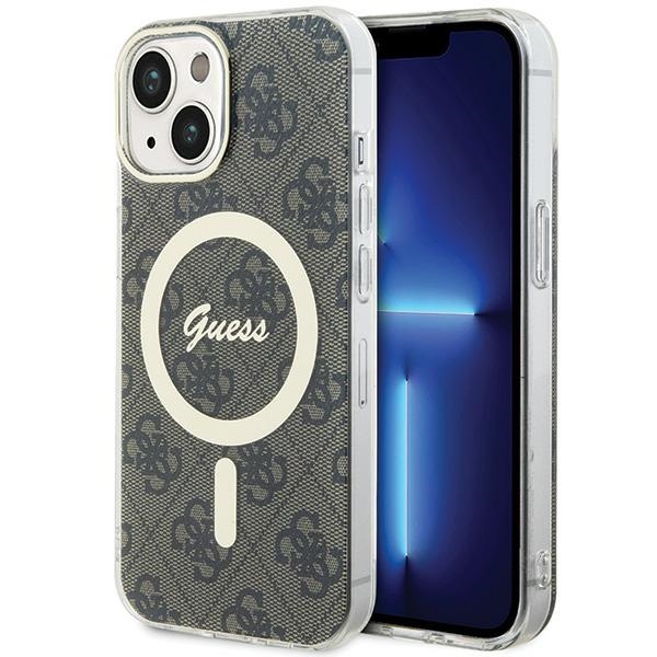 Guess Guhmp15sh4stw Iphone 15 / 14 / 136,1" Braun/braune Hartschalen-schutzhülle Iml 4g Magsafe