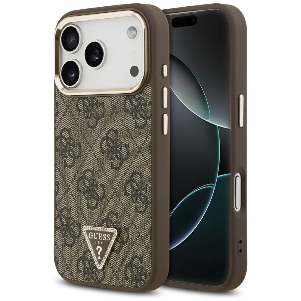 Guess 4g Triangle Logo Magsafe Hülle Für Iphone 17 Pro, Braun-gold