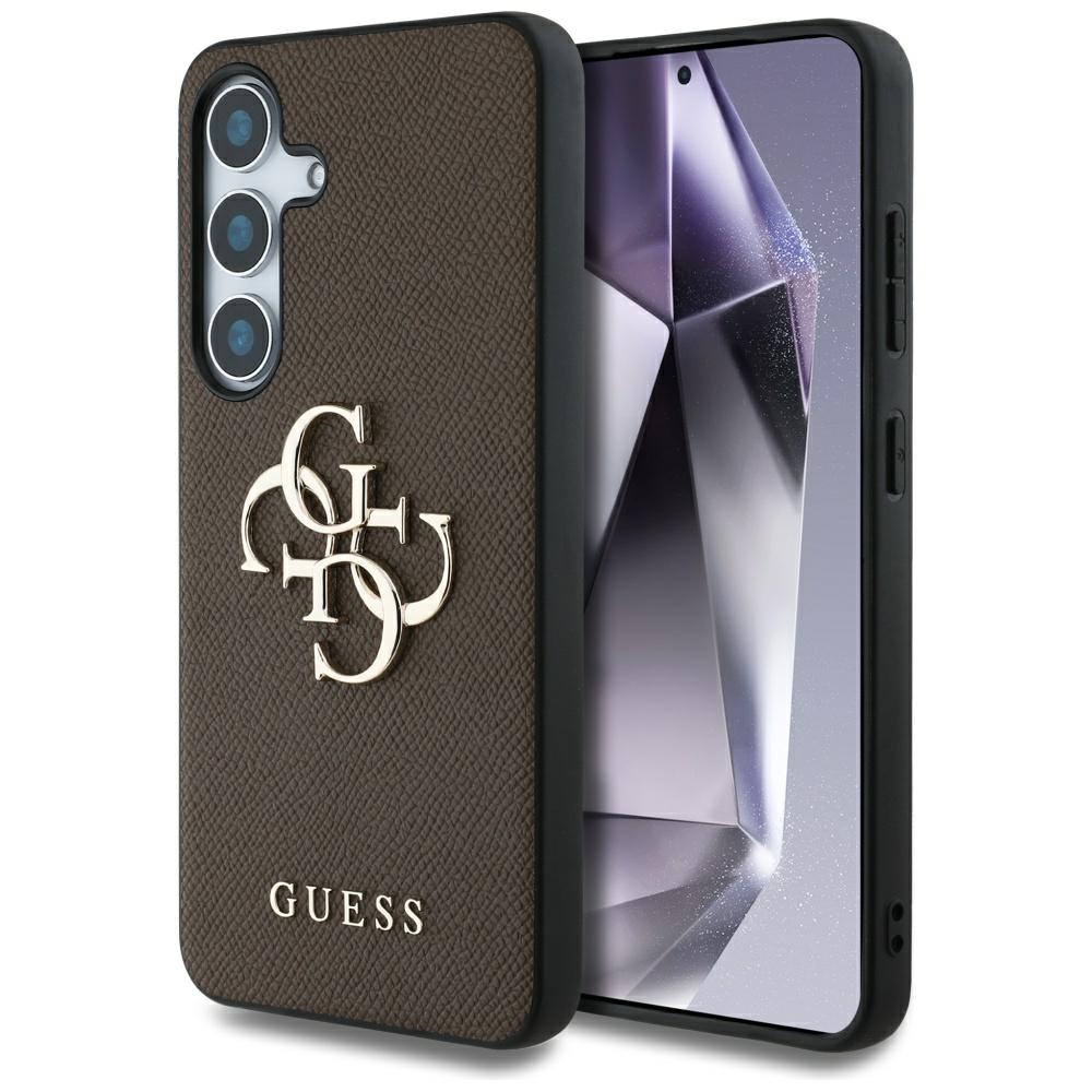 Guess Grained Big 4g Logo Small Classic Logo Hülle Für Samsung Galaxy S25+ Braun