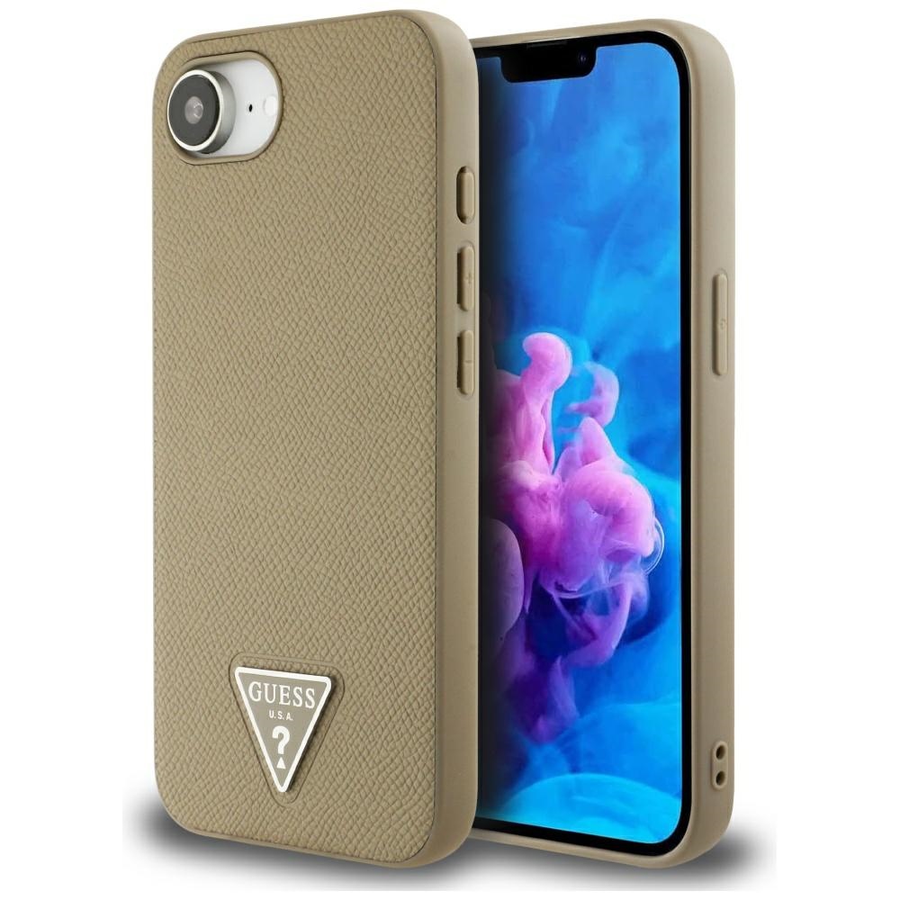 Guess Grained Triangle Magsafe Hülle Für Iphone 16e / 17e Braun
