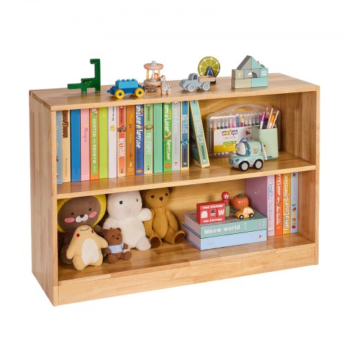 Kinderregal Bücherregal (90 Cm Lang), Spielzeugschrank 2-stufig, Aufbewahrungsschrank Für Spielzeug, Spielzeugregal Für Schlafzimmer Kinderzimmer Wohnzimmer, Ausstellungsschrank Braun