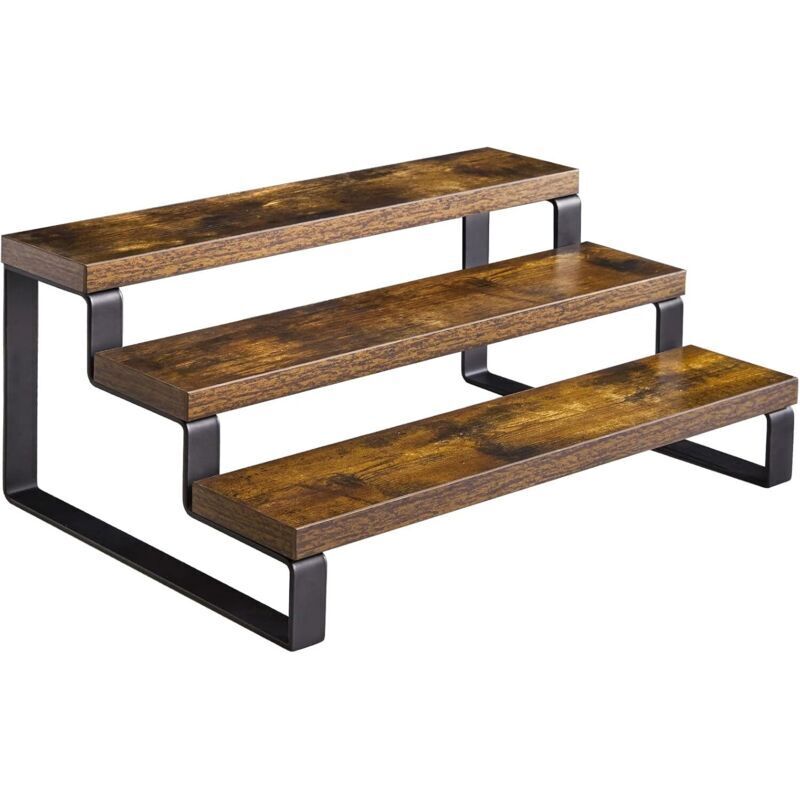 Gewürzregal Aus Holz, 3-stöckig, Für Arbeitsplatte, Bad, Büro, 35 X 24,5 X 15 Cm, Rustikales Braun