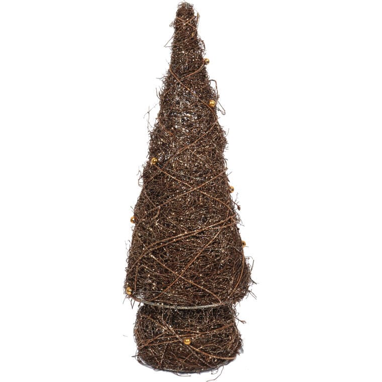 Dekorativer Weihnachtsbaum Mit Glitzerfascinator Und Perlen, 39 Cm, Braun