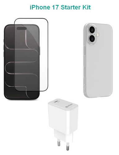 Estuff Iphone 17 Set: Ladegerät, Hülle, Braunes Glas