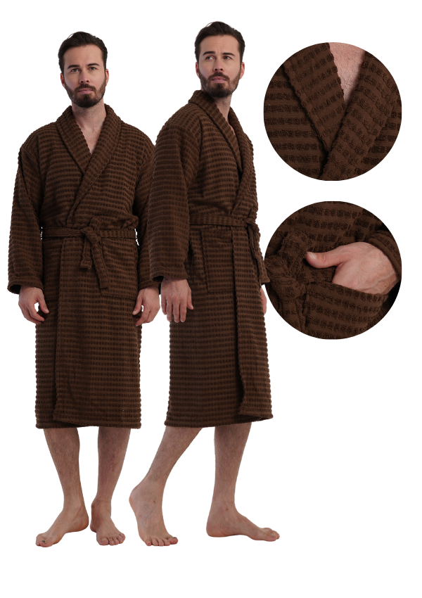 Herren-frotteebademantel M Vienetta Warm Weich Bindegeschnürtes Geschenk Für Papa