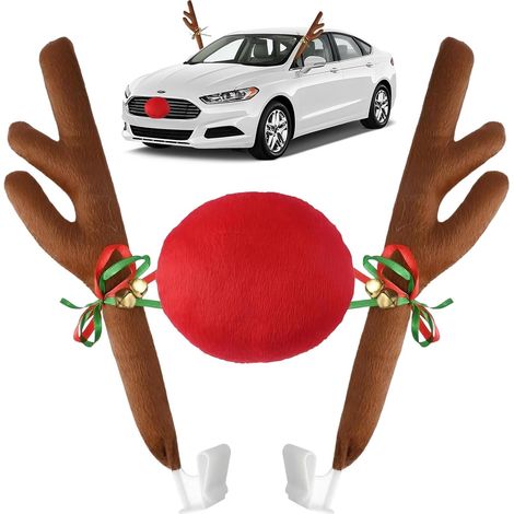 Rentiergeweih Fürs Auto, Weihnachtsdekoration Mit Rentiermotiv, Rentier-autokostüm Mit Roter Nase: Verwandeln Sie Ihr Fahrzeug In Ein Niedliches Rentier Und Sorgen Sie Für Festliche Weihnachtsstimmung
