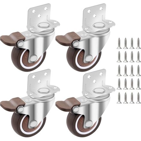50-mm-lenkrollen, 4 Stück Möbelrollen Mit Bremse, L-förmige Montageplatte, Für Kinderbett, Kleiderschrank, Möbel, Tisch, Blumenständer