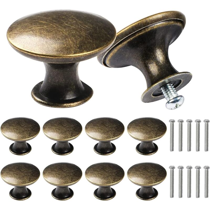 Set Mit 10 Runden Metall-halbkreis-schubladengriffen Im Vintage-retro-stil Für Schranktüren Und Schubladen, Antike Bronze