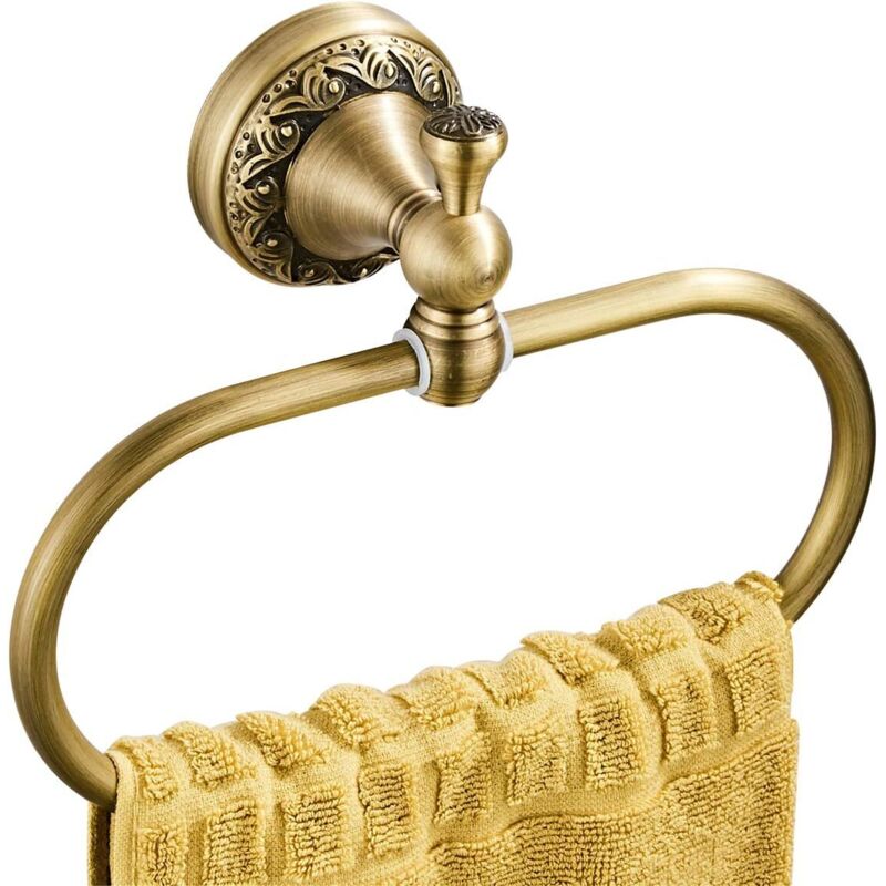 Ovaler Handtuchring Aus Messing, Antikes, Elegantes Muster, Mit Aussparung Für Handtücher In Bad Und Küche, Wandmontagezubehör, Gebürstete Bronze