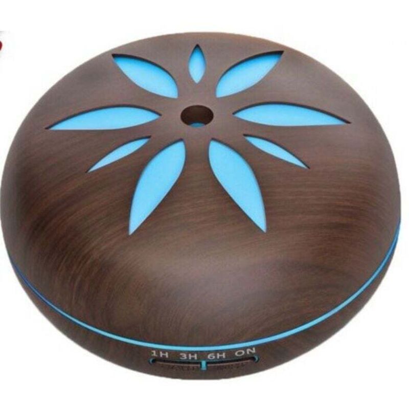 550 Ml Ultraschall-aromatherapie-diffusor, Luftbefeuchter, Dunkelbraun, Mit 7-farbiger Led-lichtleiste Für Aromatherapieöle, Dunkle Holzoptik