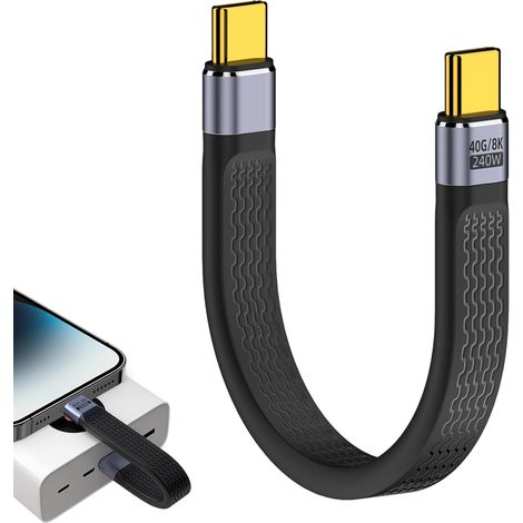 Kurzes Usb-c 4.0-kabel, 240 W, Typ-c Usb-c, Stecker Auf Stecker, Datenübertragung 40 Gbit/s, 8k@60hz-video, Schlankes, Flaches Fpc-kabel, Schnellladefunktion, Kompatibel Mit Macbook, Smartphones Und T