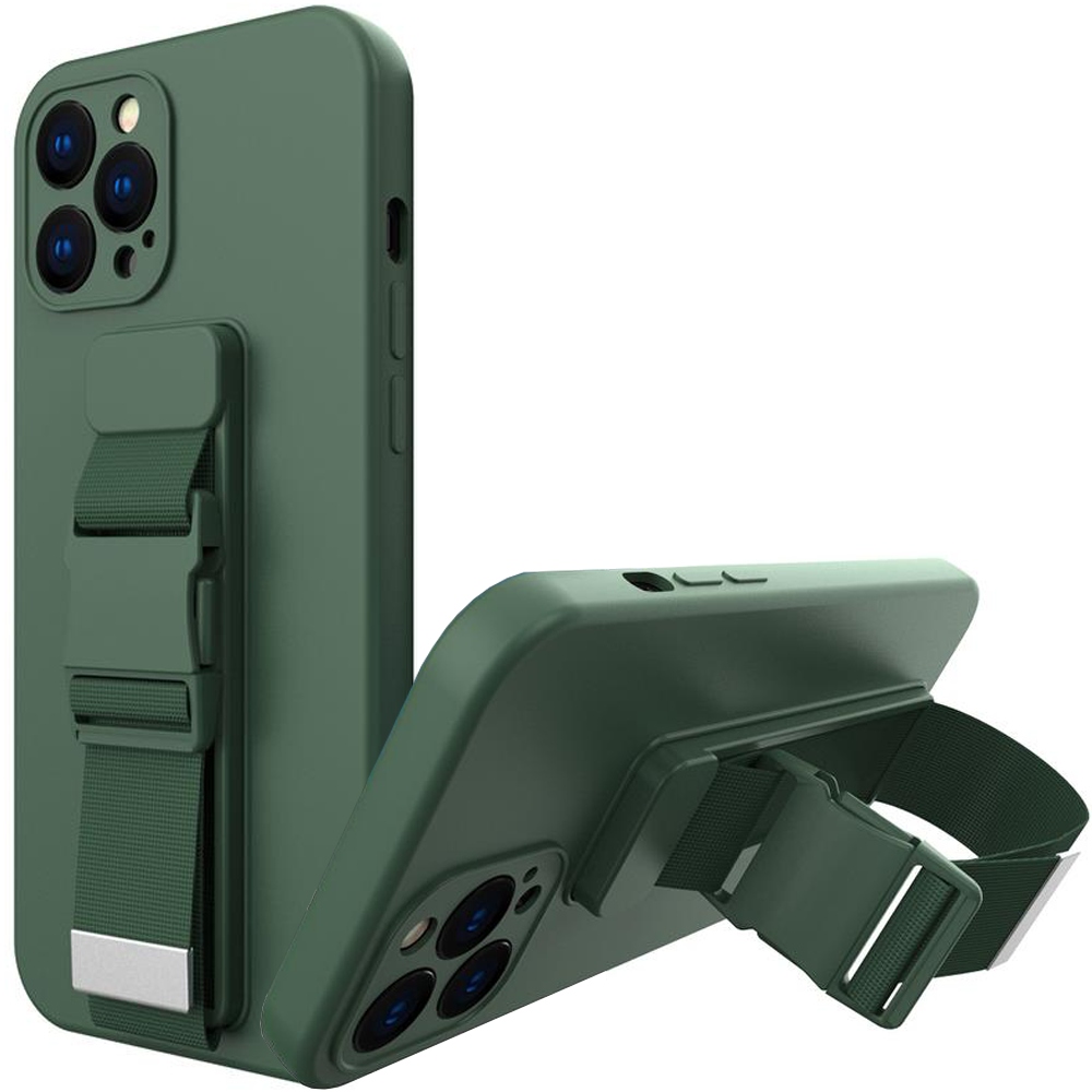 Seilhülle, Gelhülle Mit Trageband, Kette, Tasche, Umhängeband, Iphone 12 Mini, Dunkelgrün