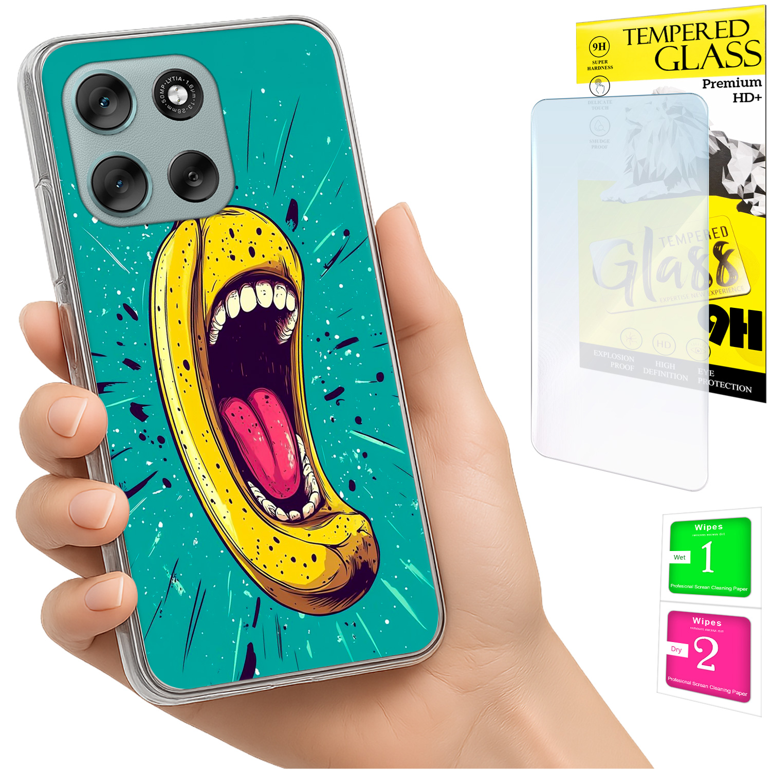 Schutzhülle Für Motorola Moto G56: Rückseite Mit Fotomotiven (banane + Glas)
