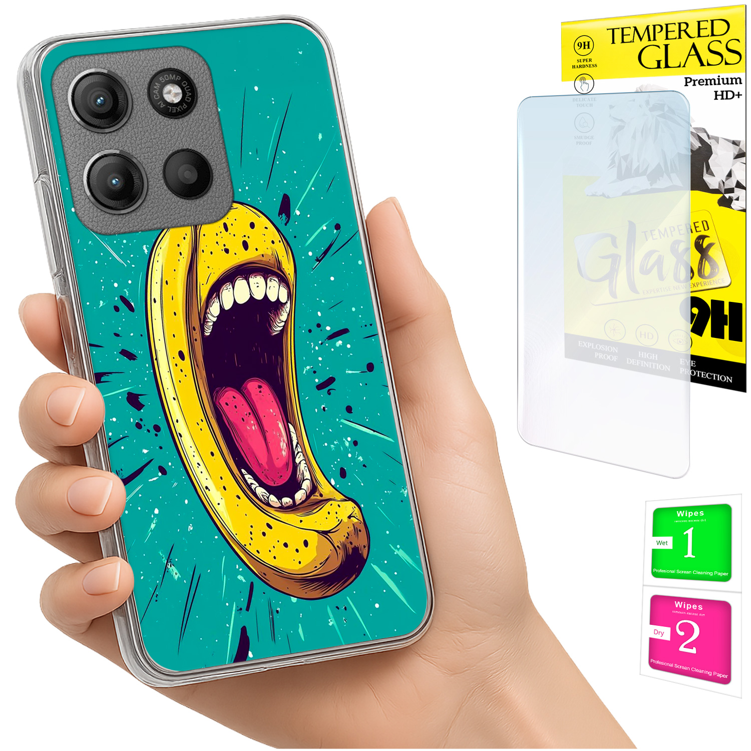 Schutzhülle Für Motorola Moto G15: Rückseite Mit Foto, Banane + Glas