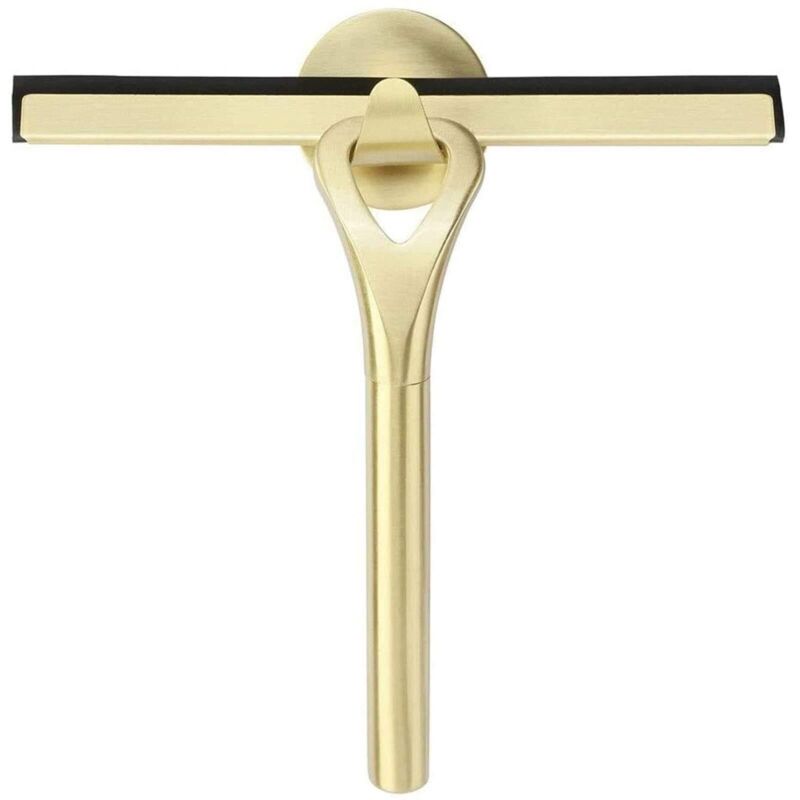 22 Cm Goldener Duschabzieher, Hinterlässt Keine Spuren Und Kratzer, Glaswischer Mit Saugnapfhalterung Zum Reinigen Von Badezimmerspiegeln, Böden, Schreibtischen, Fenstern Und Glas