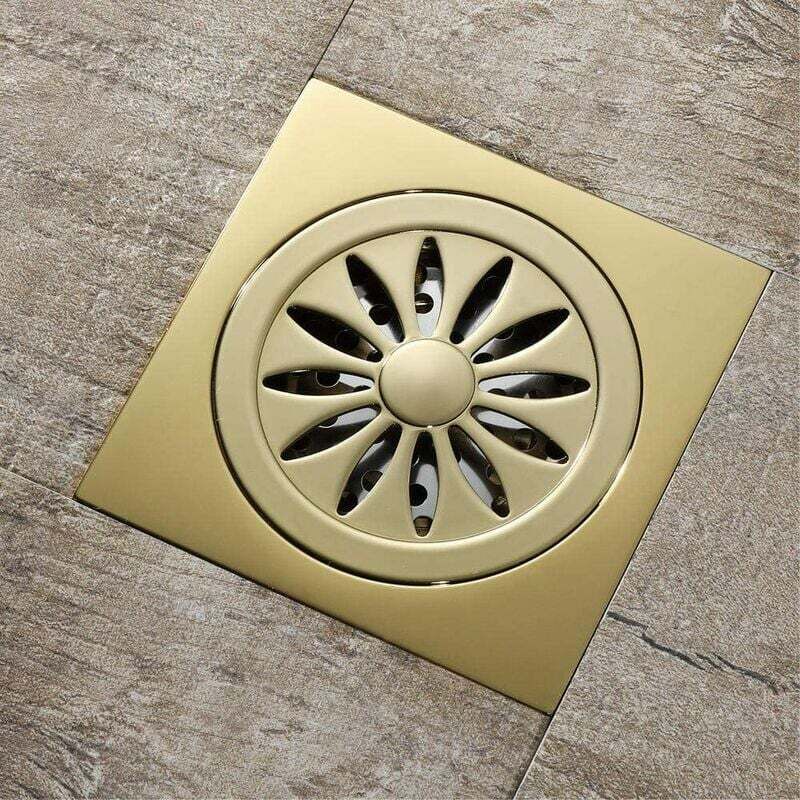 Quadratischer Runder 10,2 Cm Vergoldeter Kupfer-bodenablauf Für Badezimmer