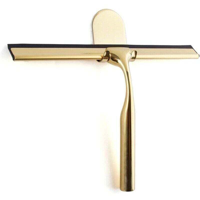 Gold Edelstahl-duschabzieher Mit Bohrfreier Halterung Für Badezimmer Und Duschglas