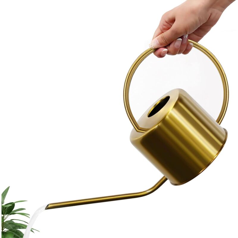 Gießkanne Für Zimmerpflanzen, Vintage-gießkanne Aus Edelstahl Mit Langem Auslauf Zum Gießen Von Gartenpflanzen, Zimmerpflanzen, Sukkulenten Und Bonsai, 1,3 L / 40 Oz, Goldfarben