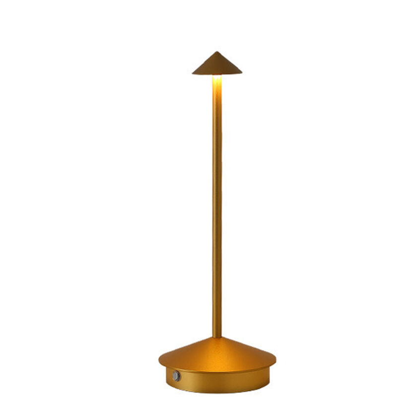 (gold) Tragbare Wiederaufladbare Tischlampe, Batteriebetrieben, 3-farben-beleuchtung, Geeignet Für Schlafzimmer, Restaurant, Terrasse, Bar