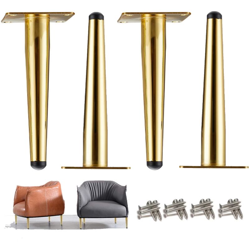 Möbelfüße, 4er-set Metall-möbelfüße, Stützfüße Für Tv-schränke, Erhöhte Sofabeine, Für Badezimmerschränke, Betten, Couchtische, Gold – 10 Cm
