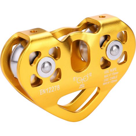 30 Kn Doppelrollen-rettungsseilwagen Für Seilrutschen, Outdoor-kletterausrüstung (gold)