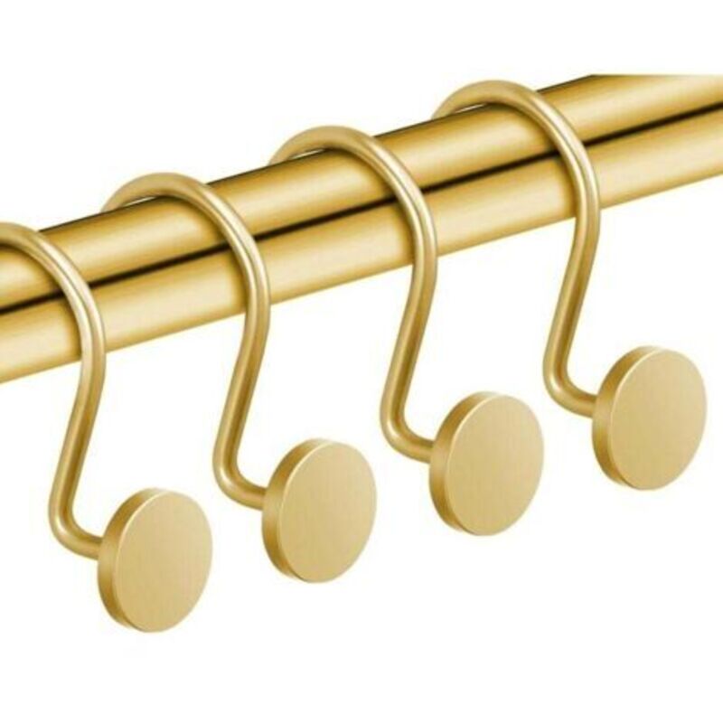 12er-pack Goldene Duschvorhanghaken, Rostfreie Duschvorhangringe, Metall-duschvorhangstangenhaken, Rundes Und Stabiles Design.