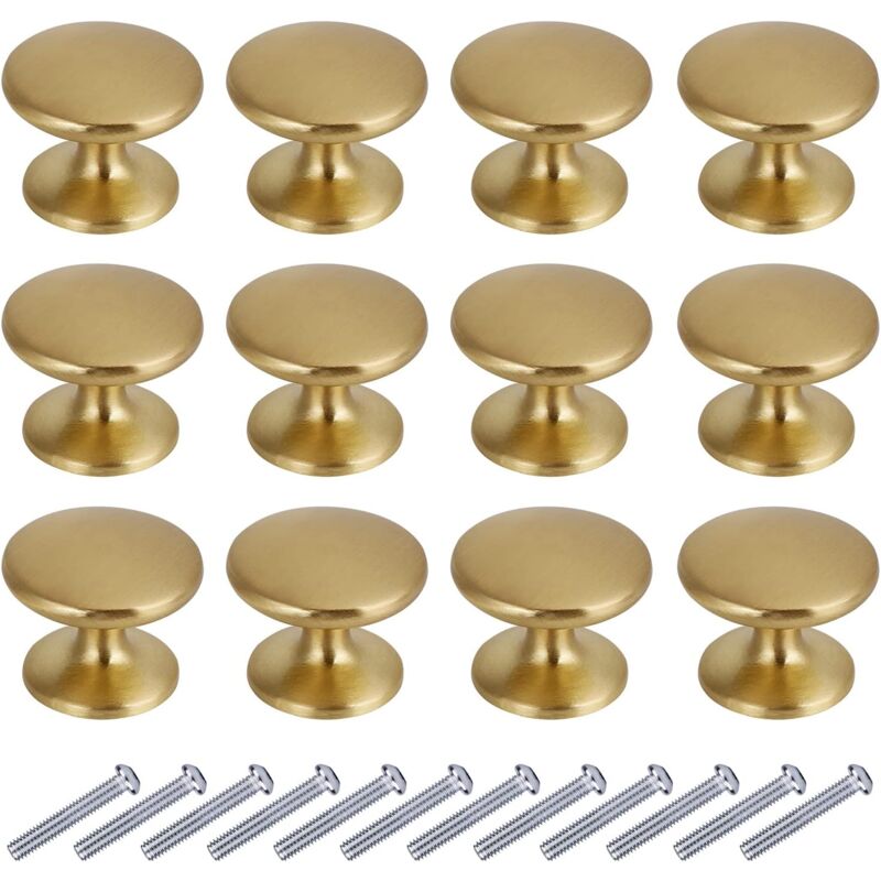 (12 Stück, Gold), 27 Mm, Runde Türknöpfe, Schubladenknöpfe, 27 Mm Möbelgriffe Für Schränke, Küchenschränke