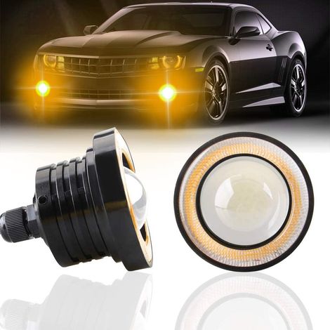 2pcs Super Bright 3" Universal Led Nebelscheinwerfer Projektor 12v 10w Bernstein Cob Halo Angel Eyes Ringe Motorrad Auto Tagfahrlicht Drl Fahrlicht Nebelscheinwerferlampe