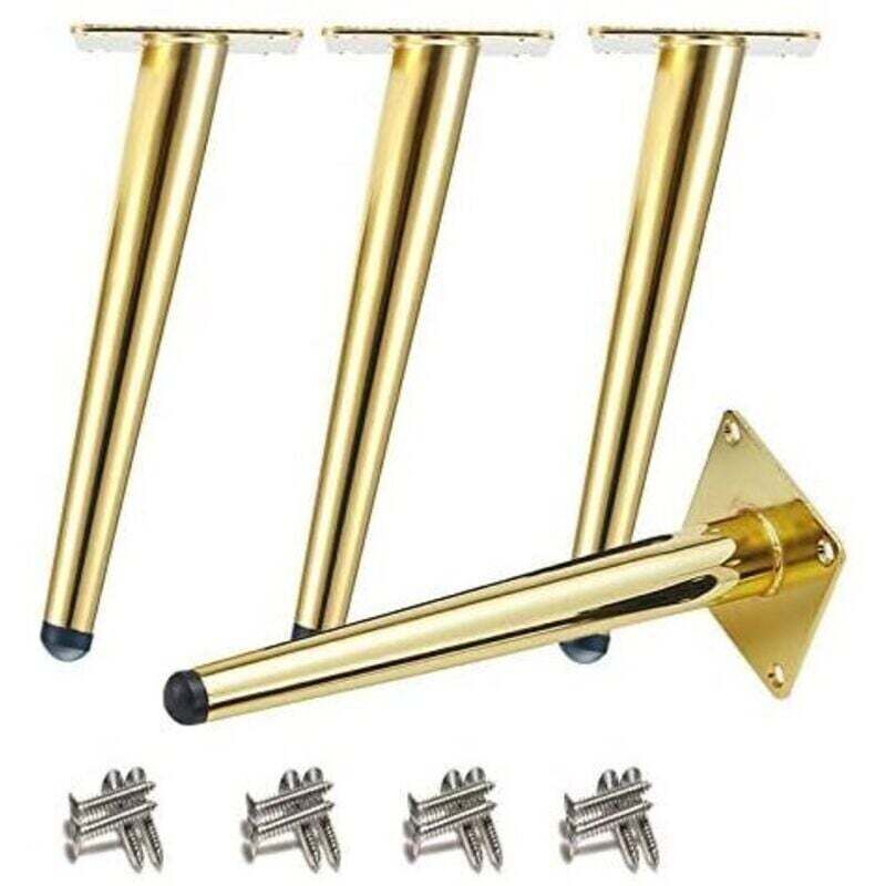 4-teiliges Tischbein-set Aus Metall, 25 Cm Hoch, Goldfarbener Edelstahl, Rutschfeste Unterseite Für Sofa Und Möbel
