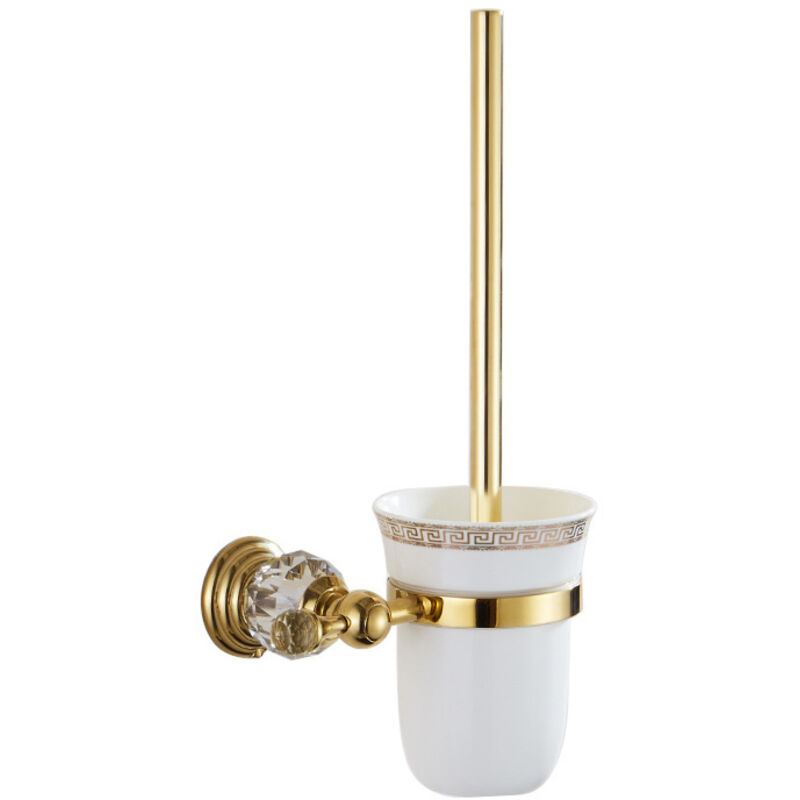 Goldener Wc-bürstenhalter Mit Verziertem Sockel, Aus Hochwertiger Zinklegierung Mit Vergoldeter Oberfläche, Eleganter Wc-bürstenhalter, Badezimmeraccessoires