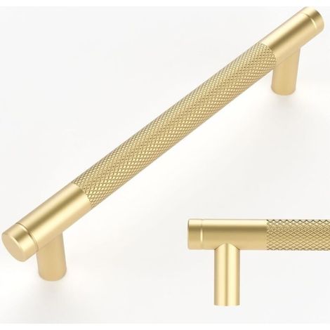 Set Mit 10 Goldfarbenen, Gerändelten Griffen, 128 Mm Lochabstand, Für Schubladen, Kommoden, Schränke Und Kleiderschränke