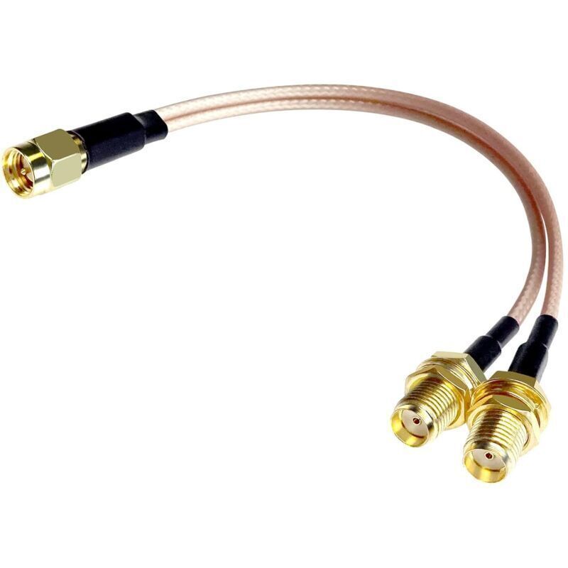 17 Cm Langes Rg316-splitterkabel Mit Geringem Verlust Für 4g-lte-antennen (sma-stecker Auf Zwei Sma-buchsen) – 17 Cm – 50 Ohm Impedanz