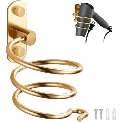 Wandhalterung Aus Aluminium Für Haartrockner, Kabelorganisator Für Küche, Bad, Badaccessoires (gold)