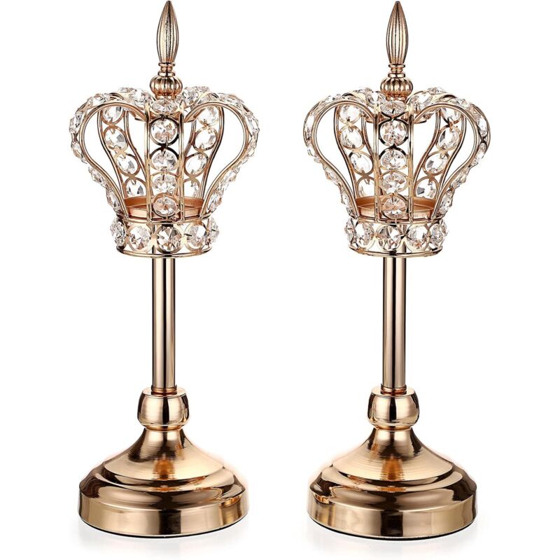 2 Stück Metall-kronleuchter-kerzenhalter, Kerzenhalter-dekoration Für Zuhause, Hochzeit (gold)
