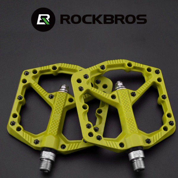 Rockbros 2021-12agn Nylon-fahrradpedale Mit Pins, Gelb Fluoreszierend