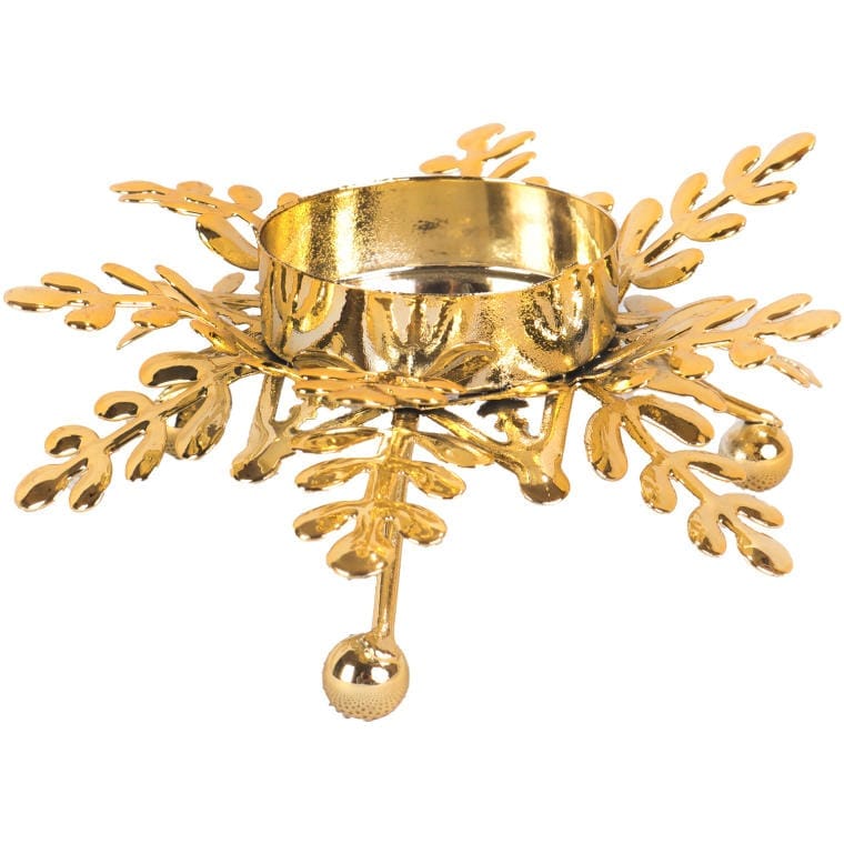 Metallener Kerzenständer, Schneeflocke, Gold