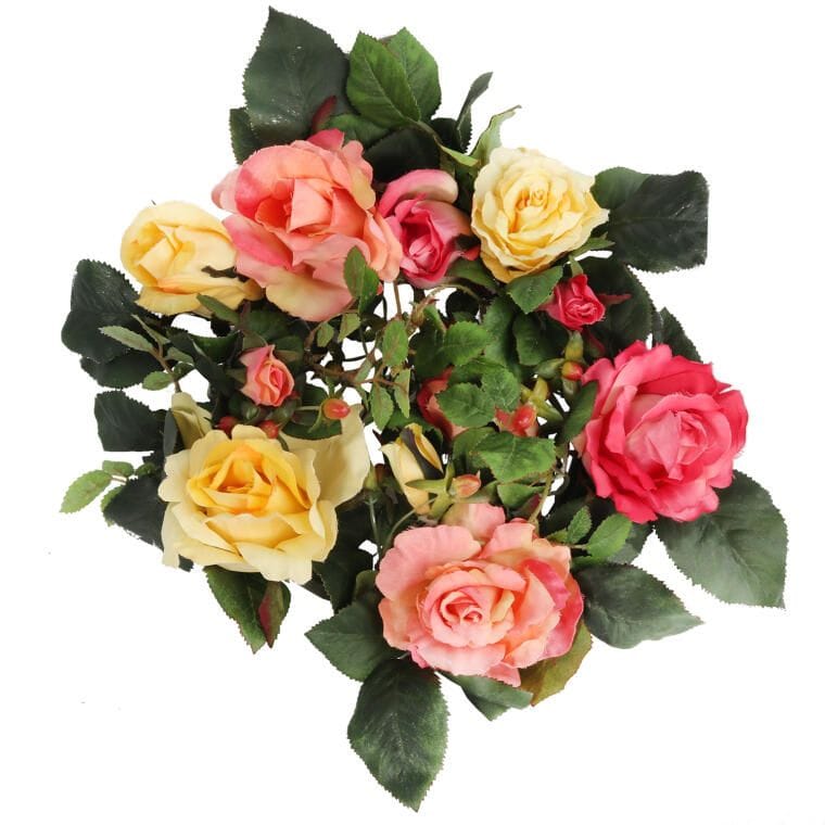 Romantischer Kranz Aus Rosa Und Gelben Rosen, Durchmesser 30 Cm