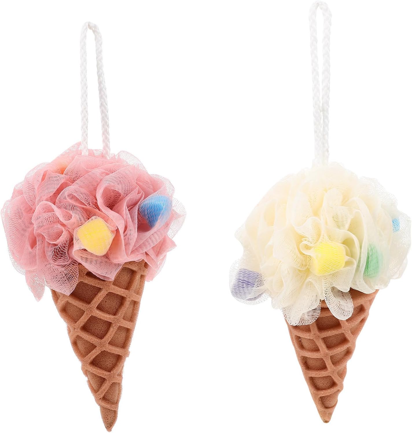2 Stück Tragbare Luffaschwämme In Gelb Sanftes Peeling Aus Pe Und Nylon Mit Aufhängemöglichkeit Badezimmer Zubehör Für Dusche Und Bad