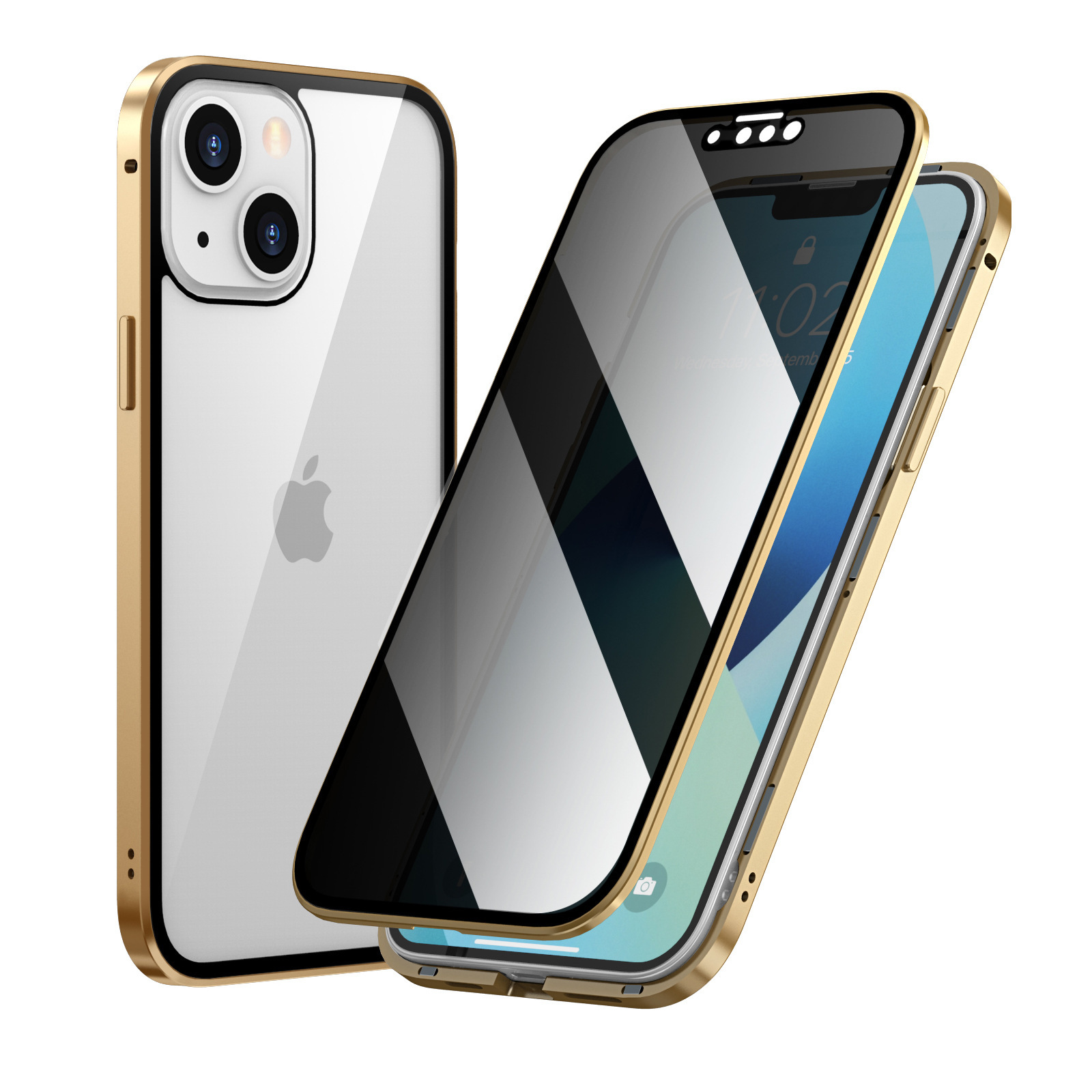 Magnetische Anti-spionage-hülle Kompatibel Mit Iphone 13 Pro Und Iphone 11, Se Und 7 (goldene Farbe).