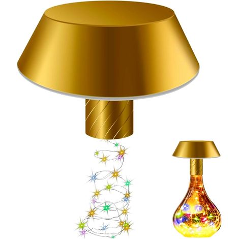 (goldene) Kabellose Flaschenlampe, Wiederaufladbare Kabellose Tischlampe, Berührungsempfindliche, Dimmbare Tischlampe Mit Lichterkette Für Zuhause, Bar Und Camping