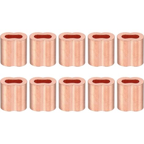 1/8" / 3 Mm Drahtseil-schlaufenhülse, 10er-packung, Doppelt Verpresste Kupfer-schlaufenhülsen Für Drahtseil-kabelverschraubungen, Gold