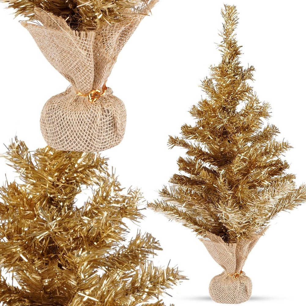Goldener Künstlicher Weihnachtsbaum, Dekorativer Jute-weihnachtsbaum, 60 Cm