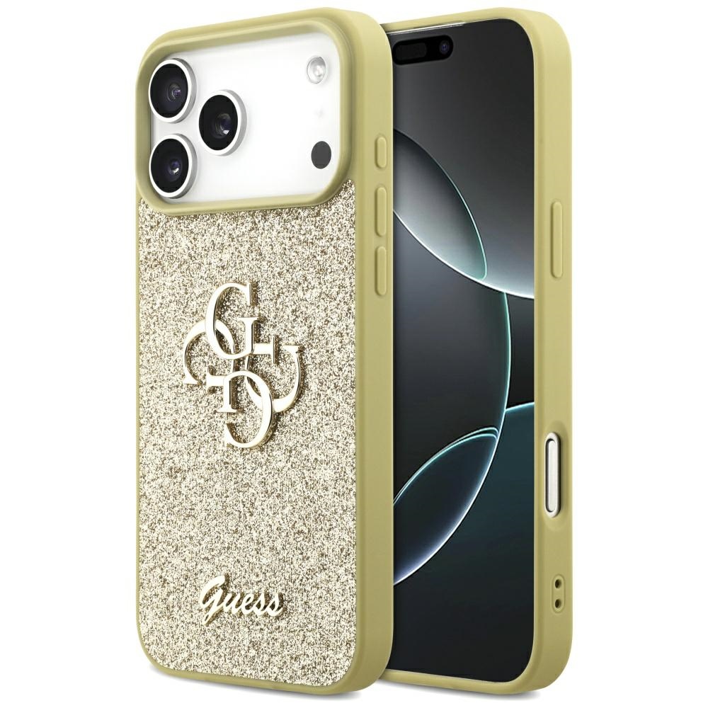Guess Fixed Glitter Big 4g Hülle Für Iphone 17 Pro Max Gold