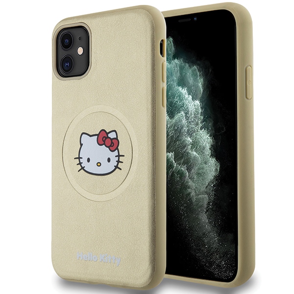 Hello Kitty Hkhmn61pghckd Iphone 11 / Xr 6,1" Gold/gold Hartschalenetui Leder Kitty Kopf Magsafe