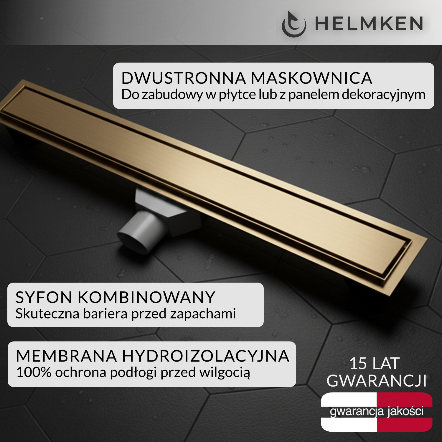 Helmken 37201703 Linearablauf, 700 X 70 Mm, Gold